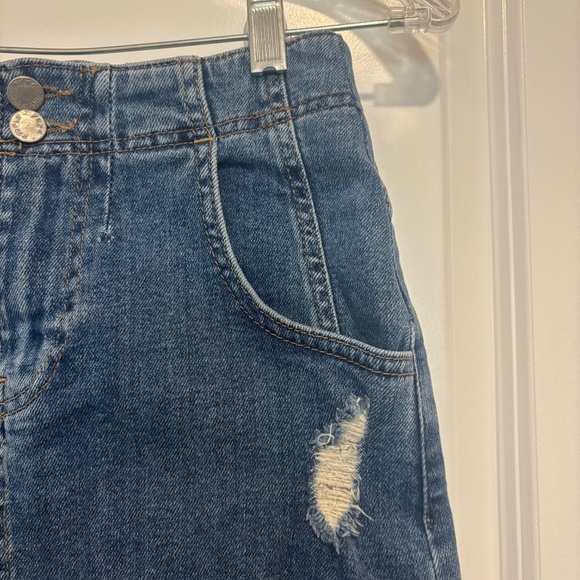 Free People Distressed Mini Denim Skirt - Picture 4 of 8